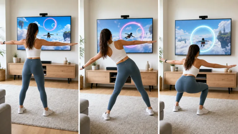 How to play Cloud Flight: Spread your arms to fly, tilt and squat to navigate colorful rings through the clouds!
