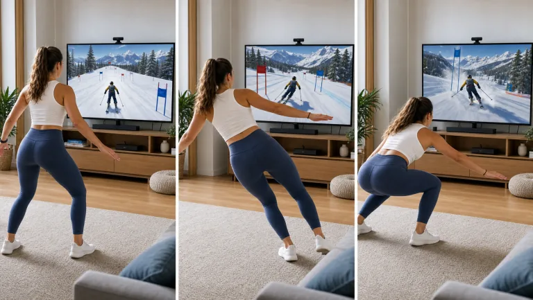 How to play Snow Trail: Lean your body to steer, pass through gates, squat to accelerate. Feel the flow of the ski slope!